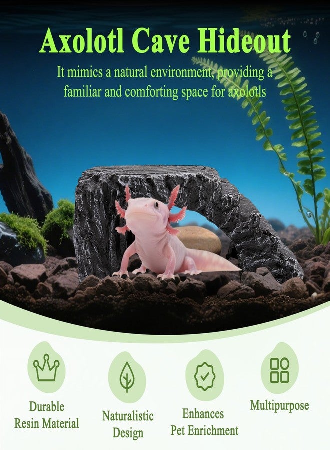Niuohoy Axolotl Cave Axolotl Hides for Aquarium & Terrarium, Shelter for Pleco, Crabs, Fish, Turtles, Betta, Geckos, Frog, Resin Tank Decor - Image 2